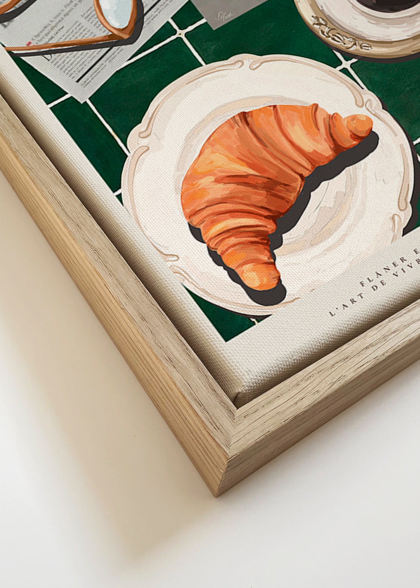 Cuadro de cocina con croissant y café – Canvas detail