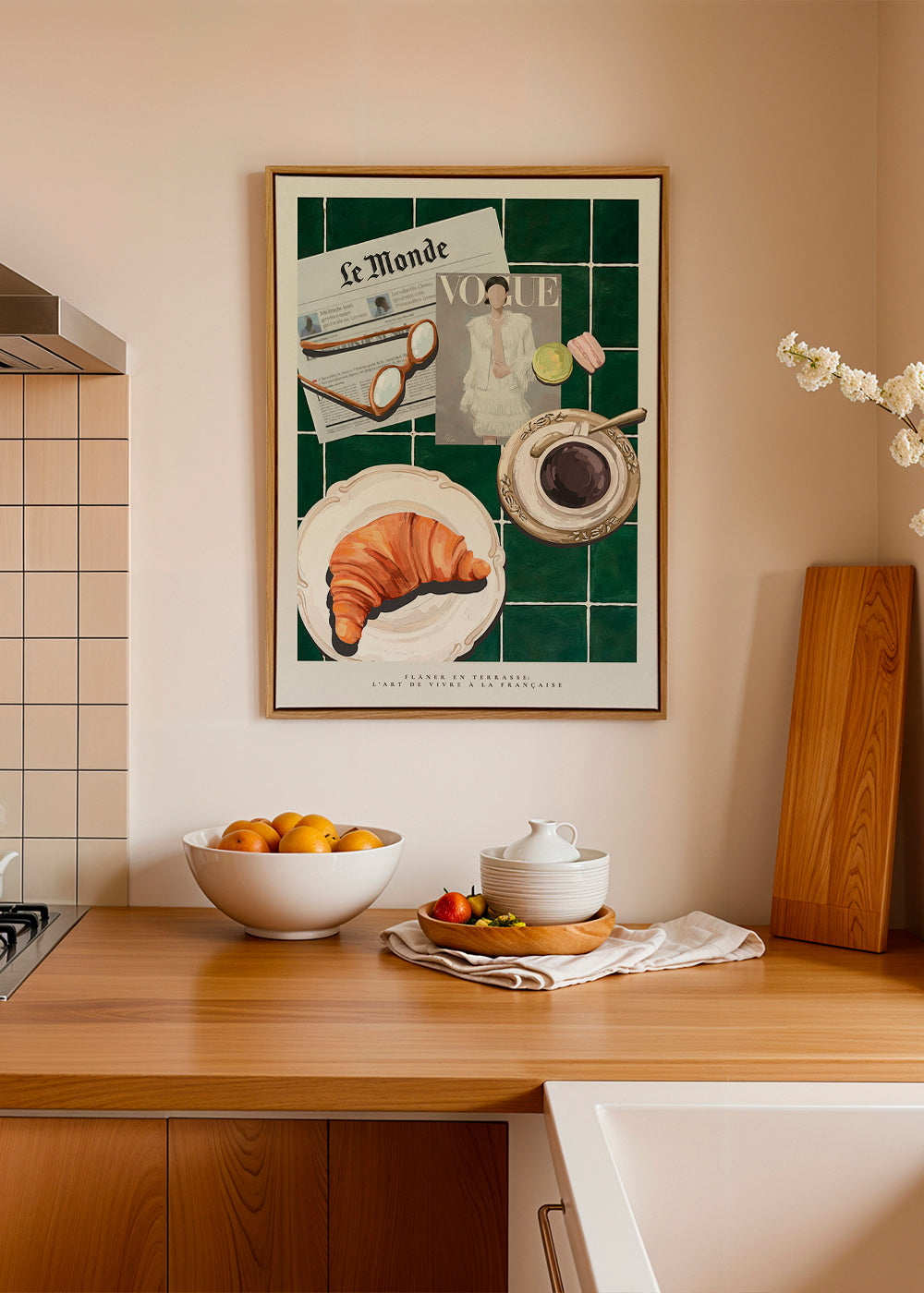 Cuadro de cocina con croissant y café – Canvas1