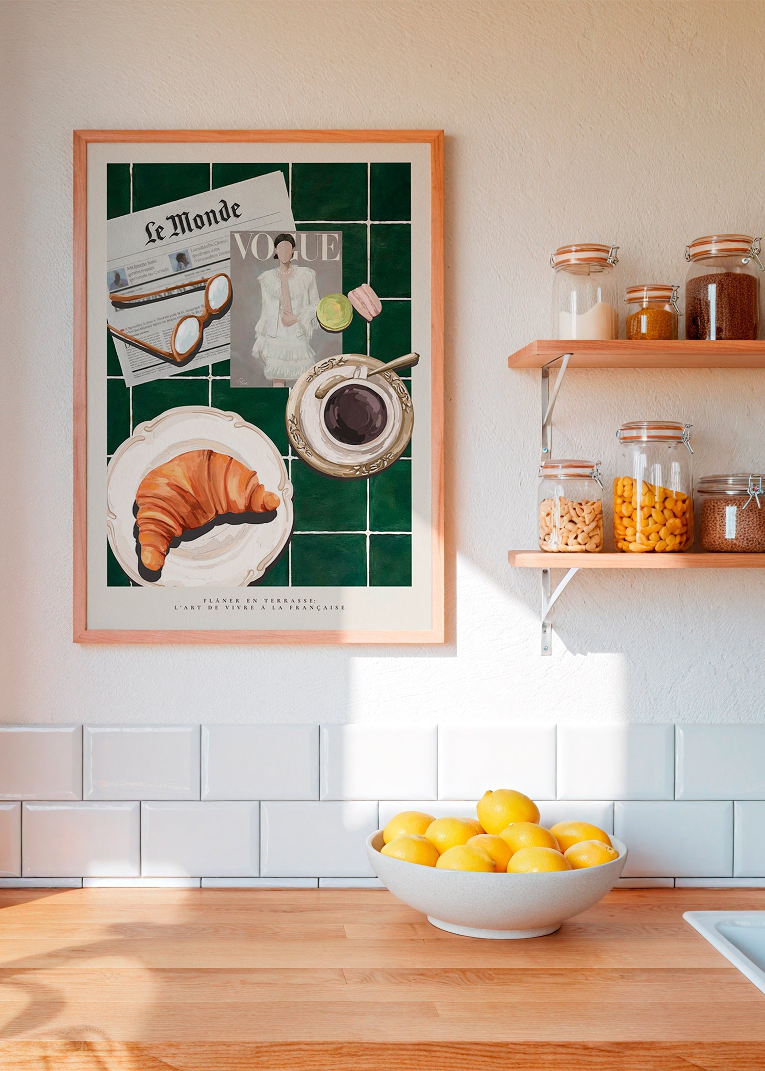 Cuadro de cocina con croissant y café – Product1