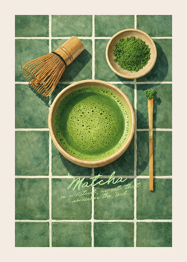 Cuadro de cocina: Matcha y utensilios