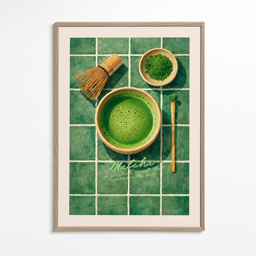 Cuadro de cocina: Matcha y utensilios – Oak Frame