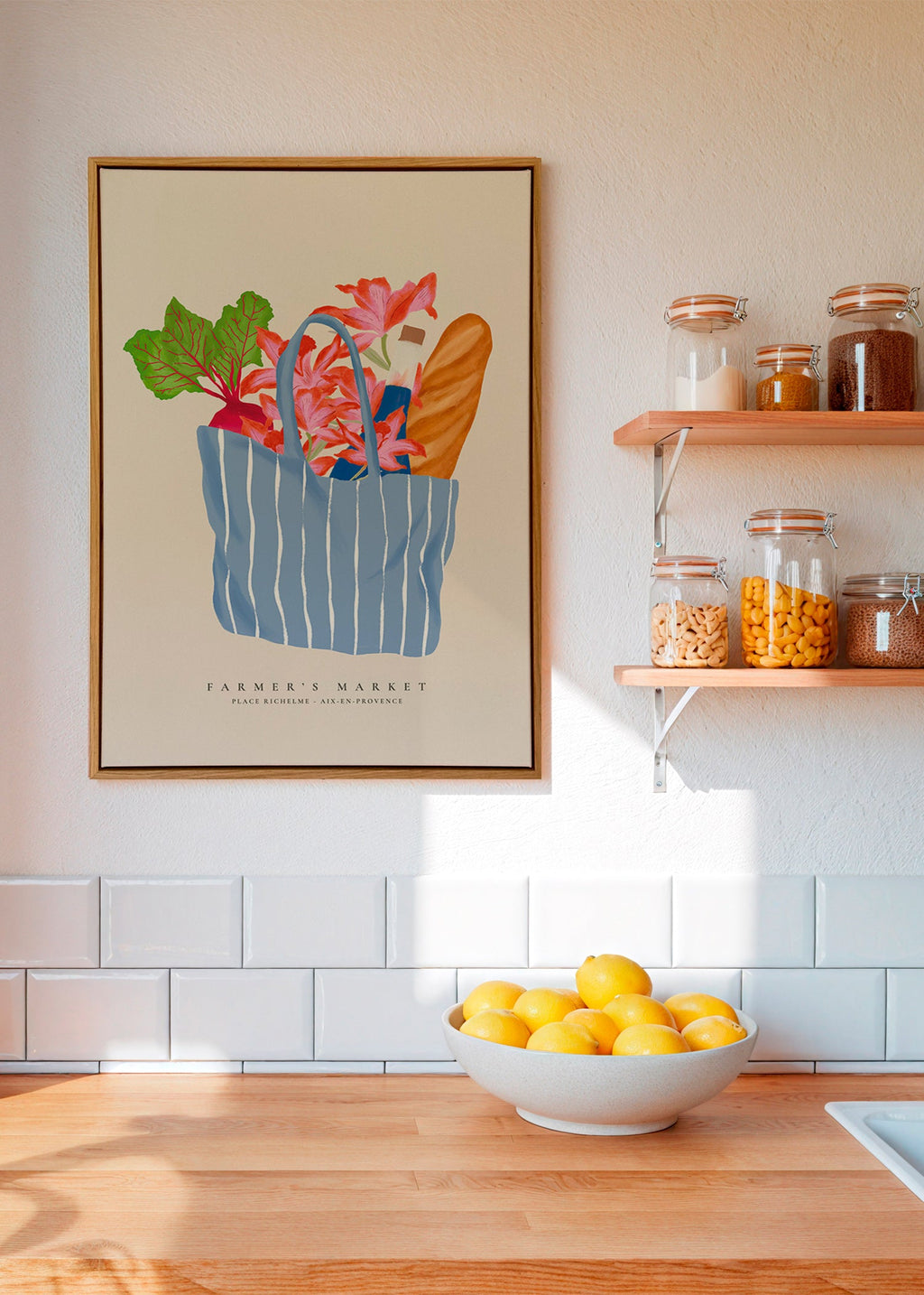 Cuadro de cocina con bolsa de mercado ilustrada – Canvas1