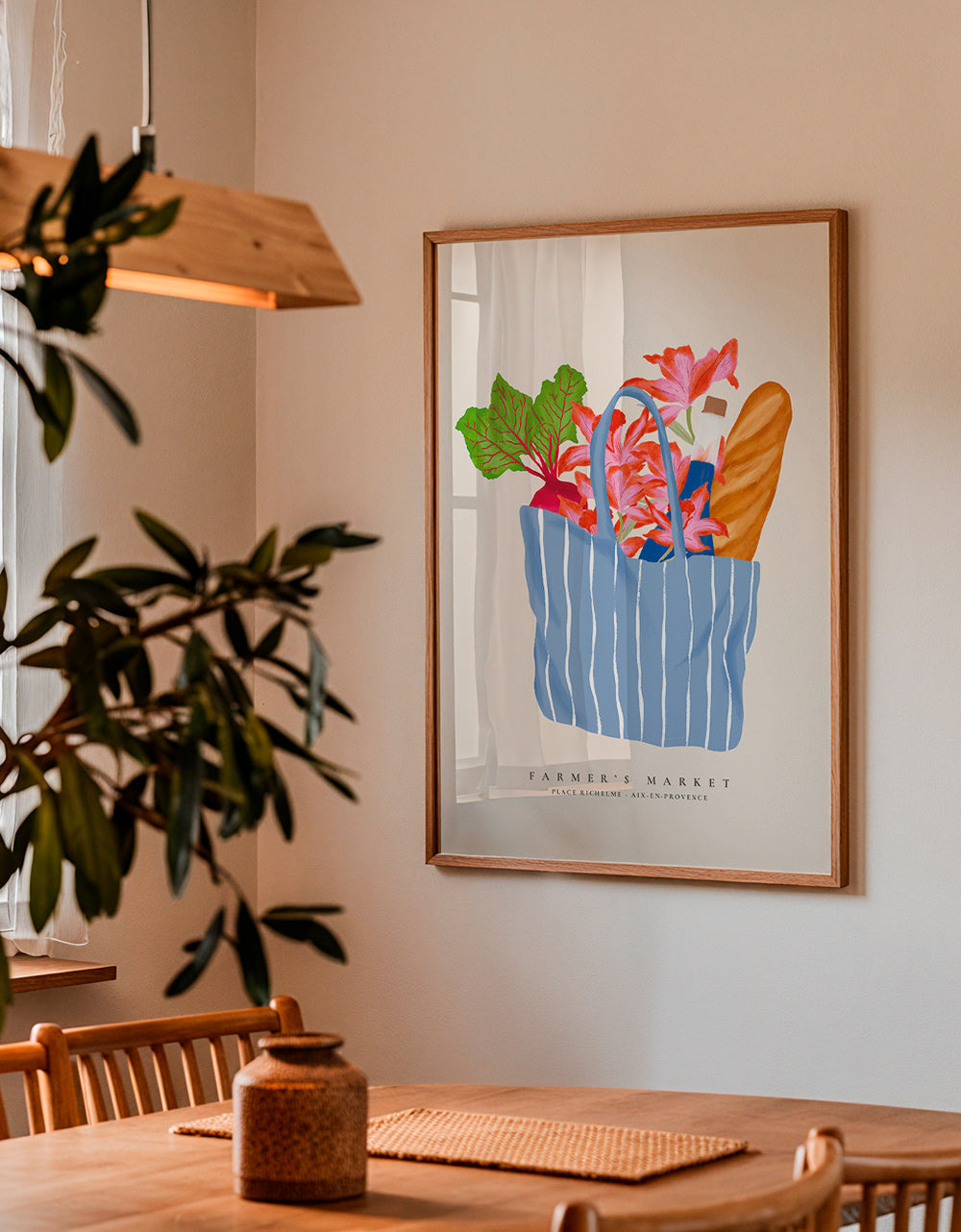 Cuadro de cocina con bolsa de mercado ilustrada – Product1