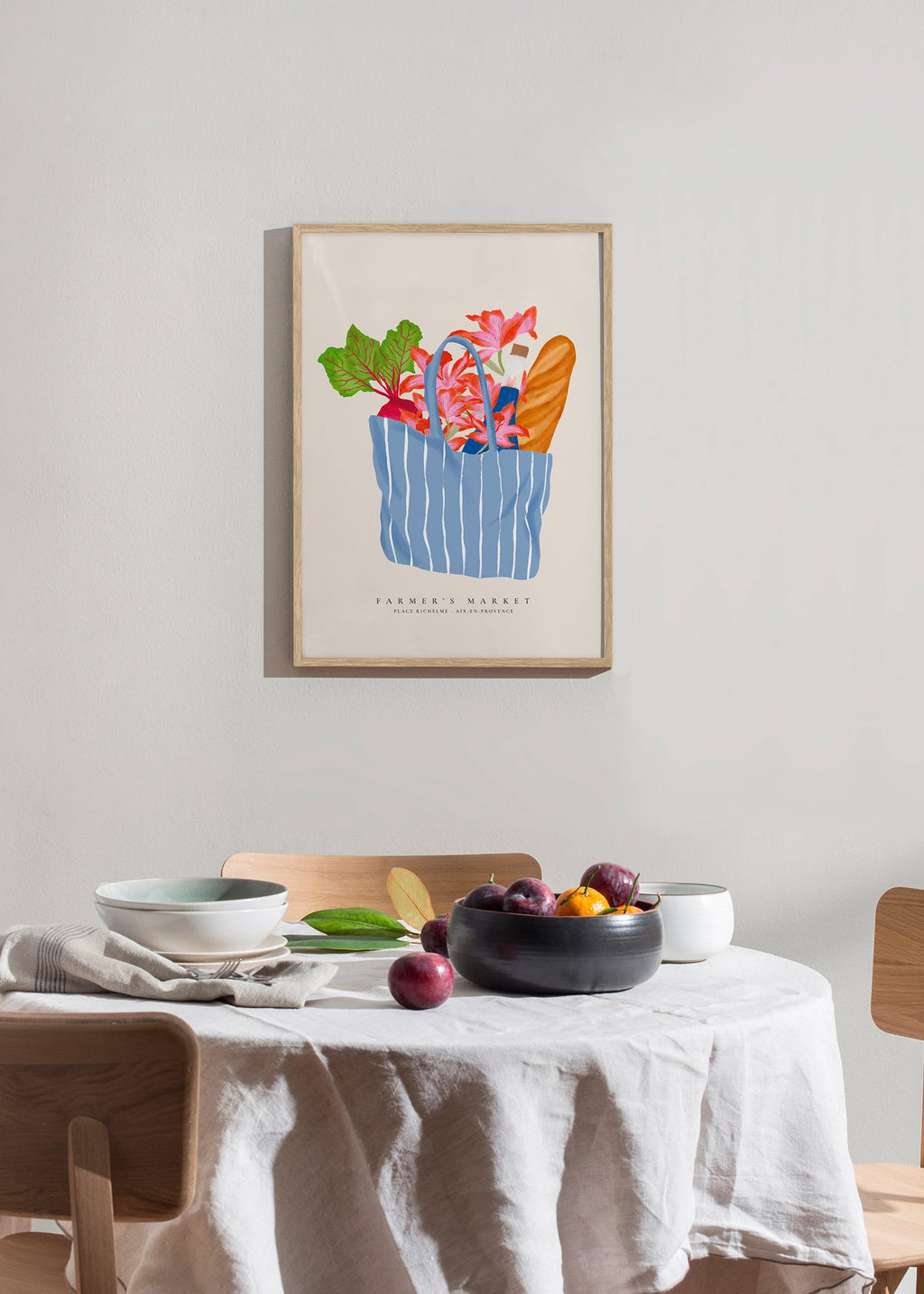Cuadro de cocina con bolsa de mercado ilustrada – Product2