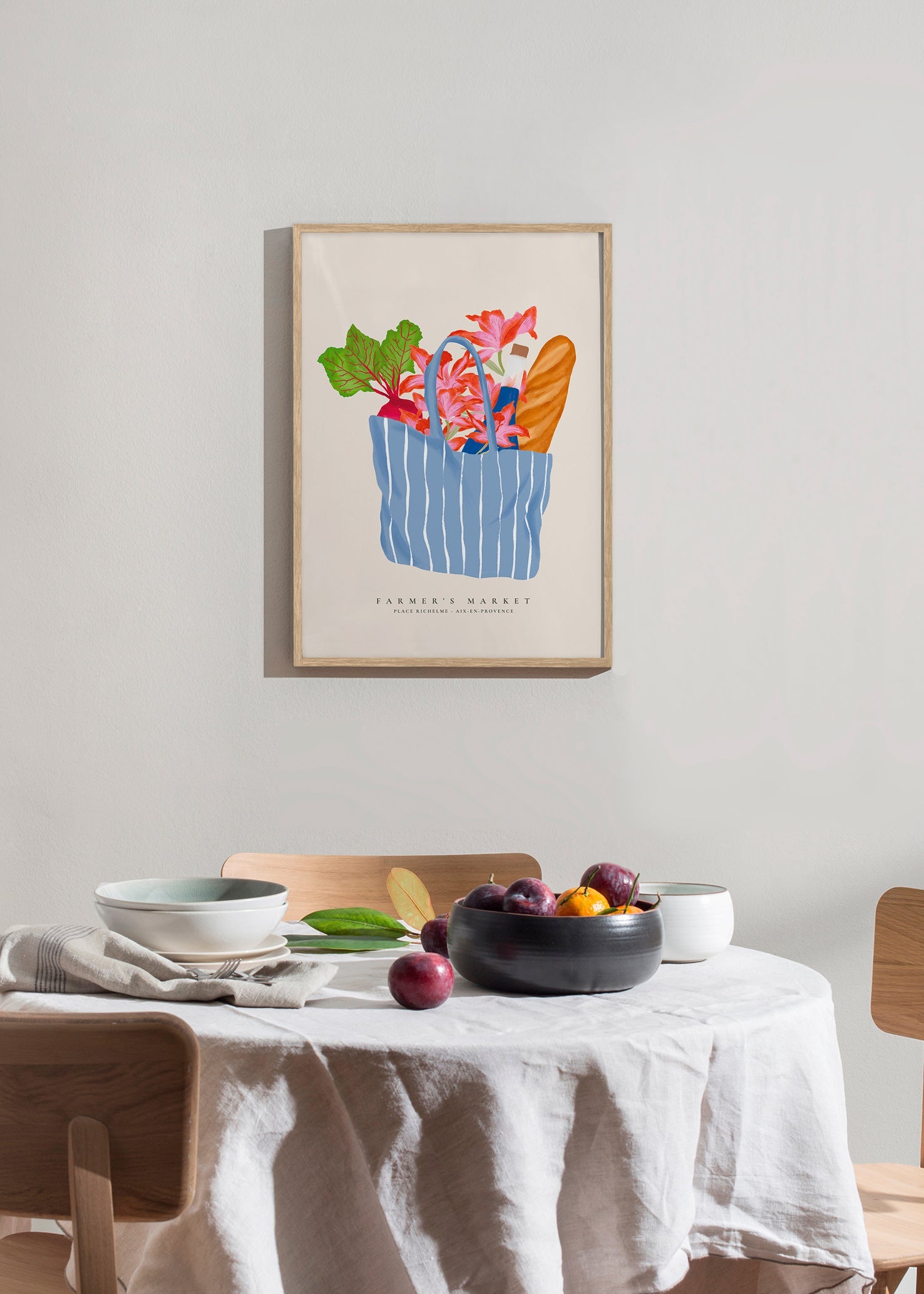 Cuadro de cocina con bolsa de mercado ilustrada – Product2