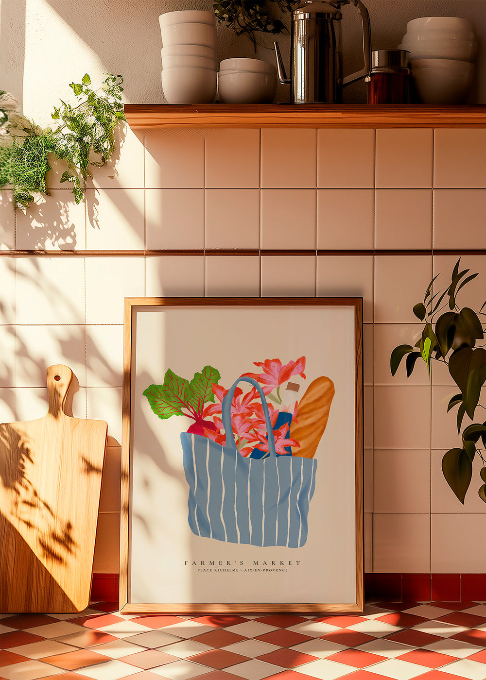 Cuadro de cocina con bolsa de mercado ilustrada – Product3