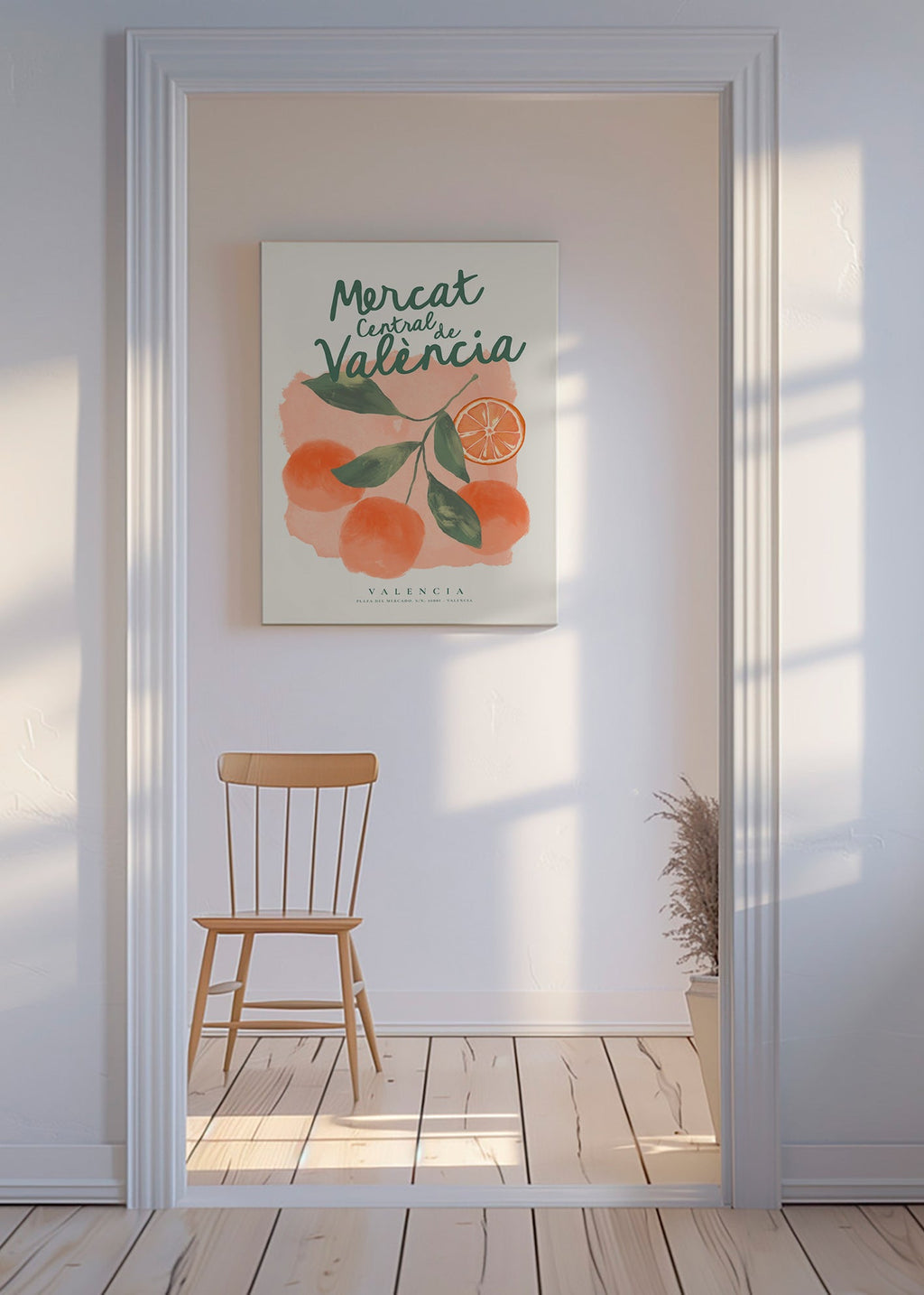 Cuadro de cocina Mercat Central con naranjas – Canvas
