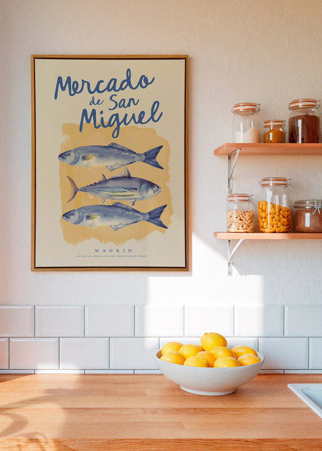 Cuadro de cocina Mercado de San Miguel con peces azules – Canvas1