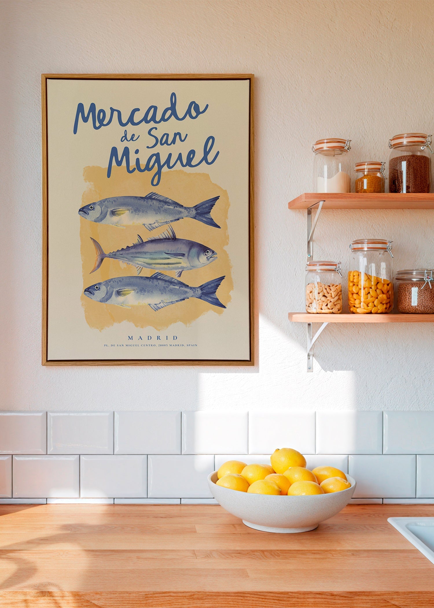 Cuadro de cocina Mercado de San Miguel con peces azules – Canvas1