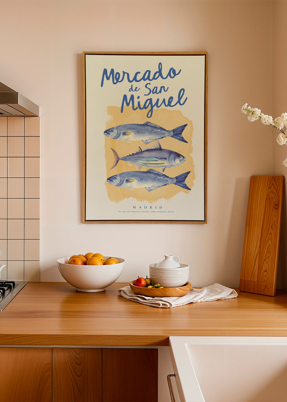 Cuadro de cocina Mercado de San Miguel con peces azules – Canvas2