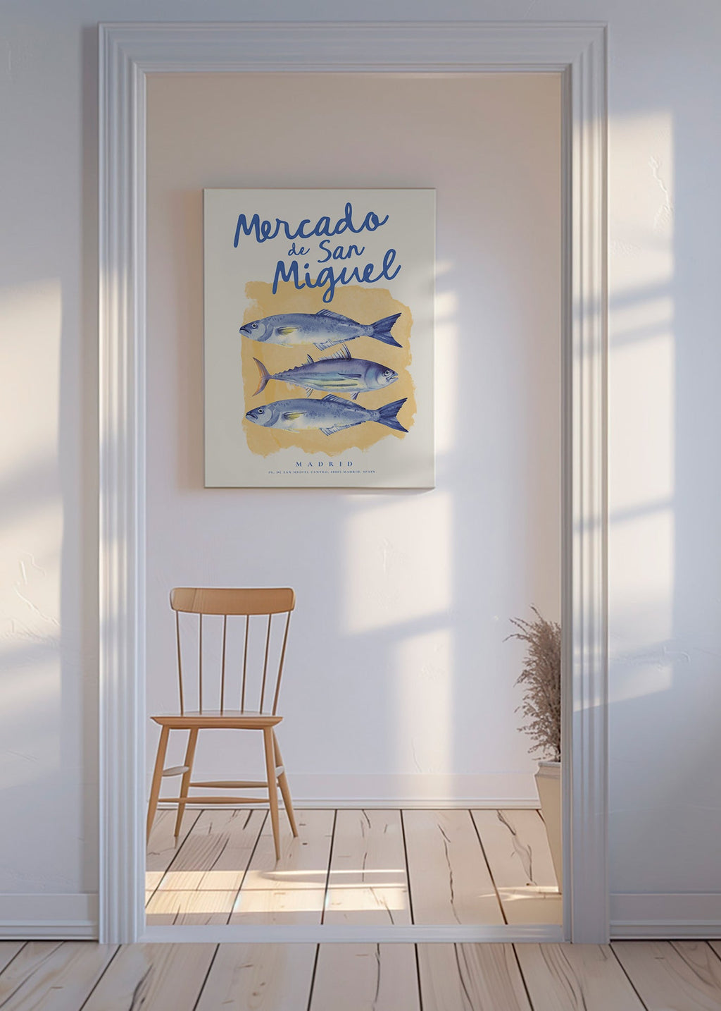Cuadro de cocina Mercado de San Miguel con peces azules – Canvas