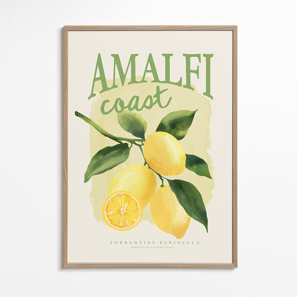 Lámina botánica Amalfi con limones – Oak Frame