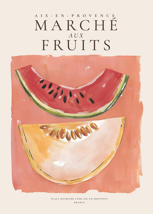 Cuadro de cocina Marche aux Fruits con melón y sandía