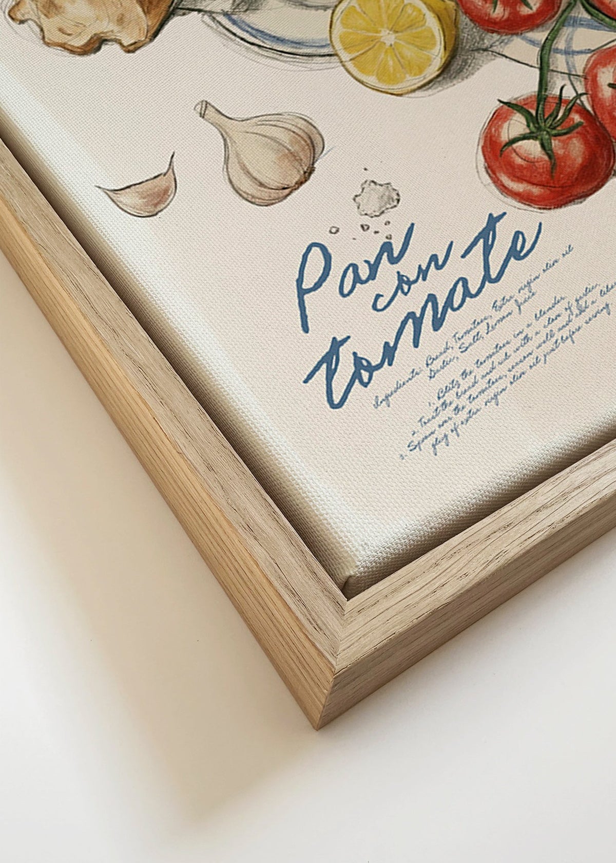 Cuadro de cocina Pan con tomate ilustrado – Canvas detail