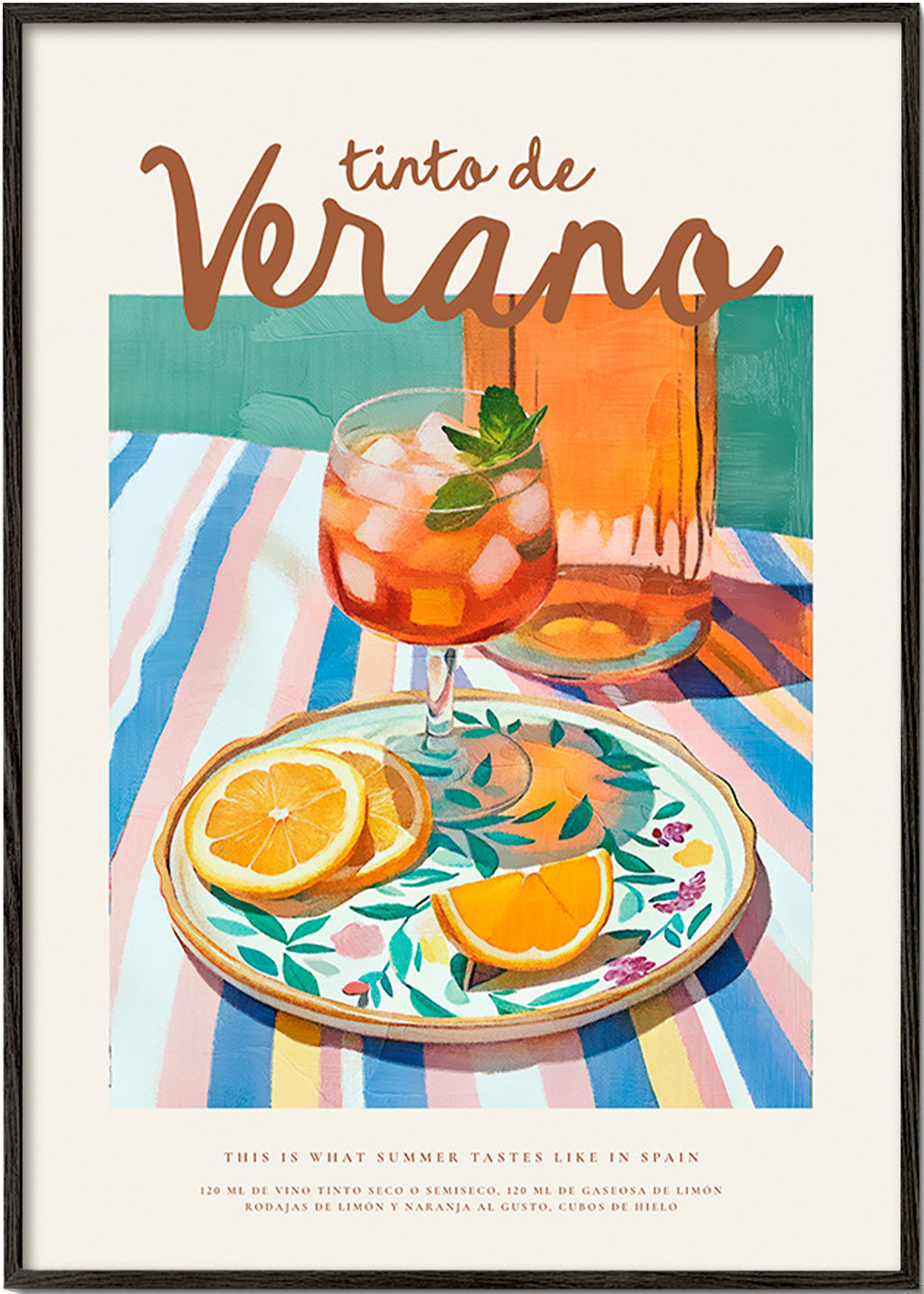 Cuadro de cocina con tinto y cítricos – Black Frame