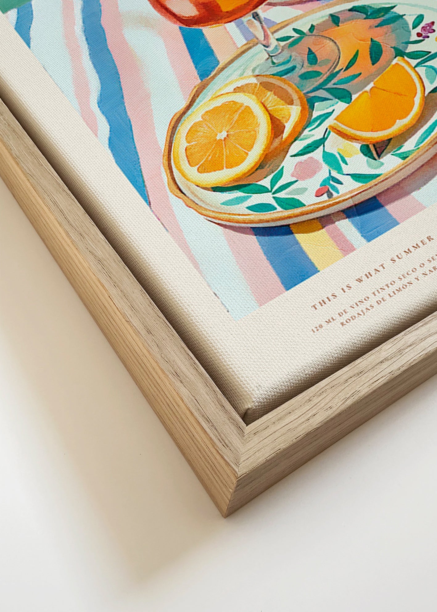 Cuadro de cocina con tinto y cítricos – Canvas detail