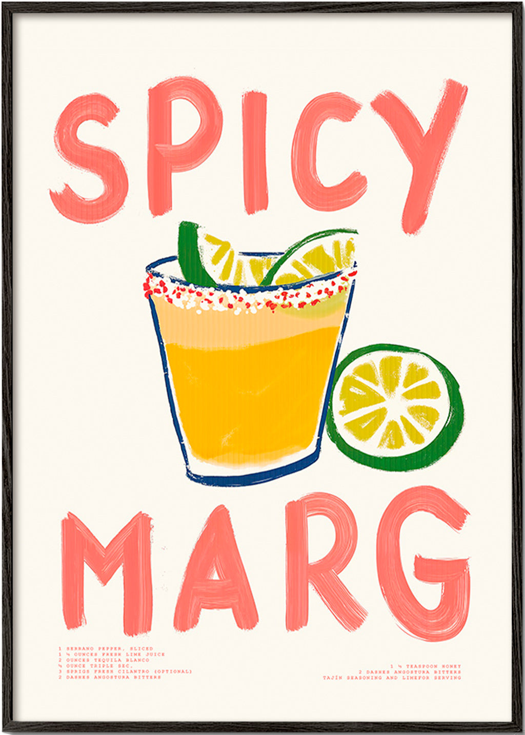 Cuadro de cocina con margarita ilustrada – Black Frame