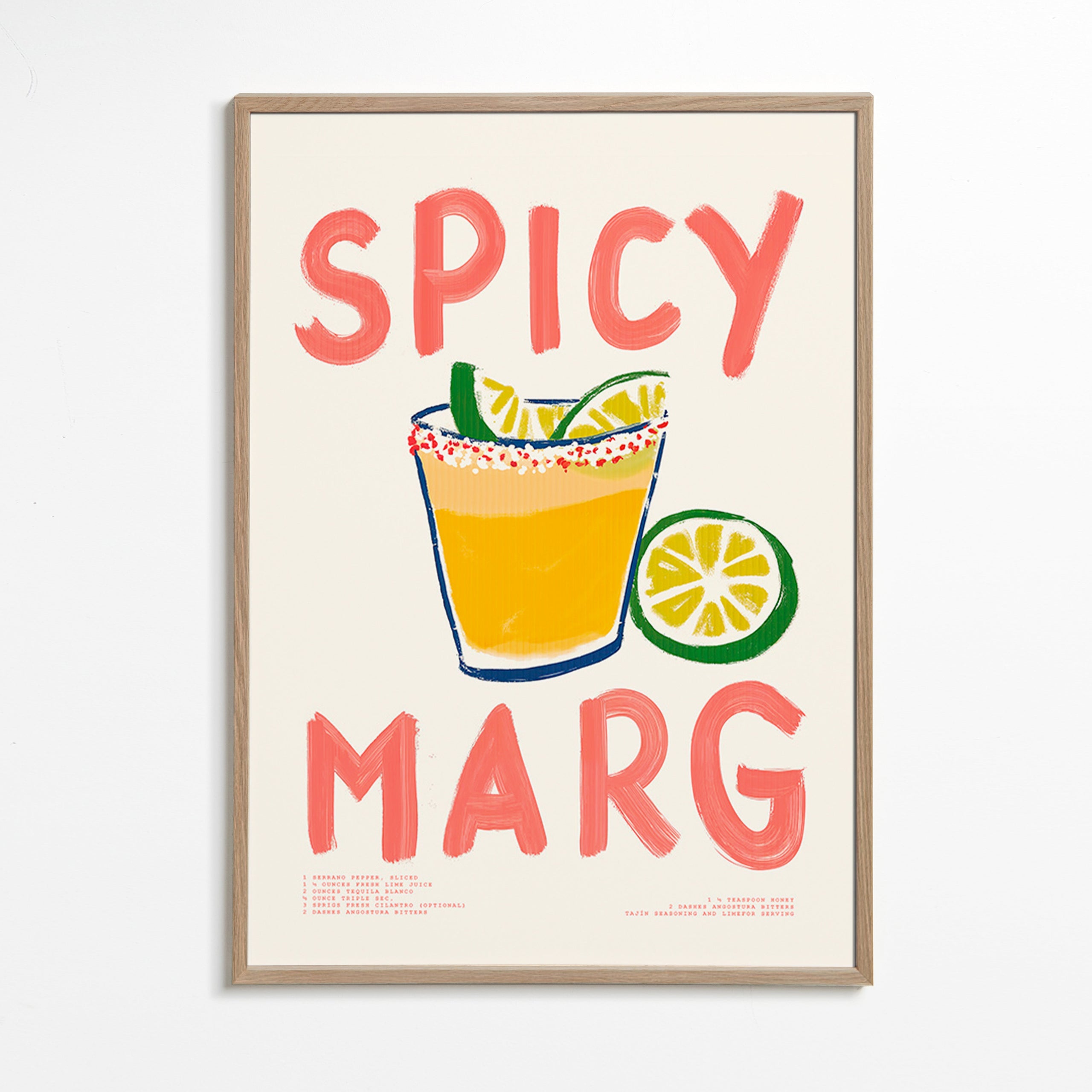 Cuadro de cocina con margarita ilustrada – Oak Frame