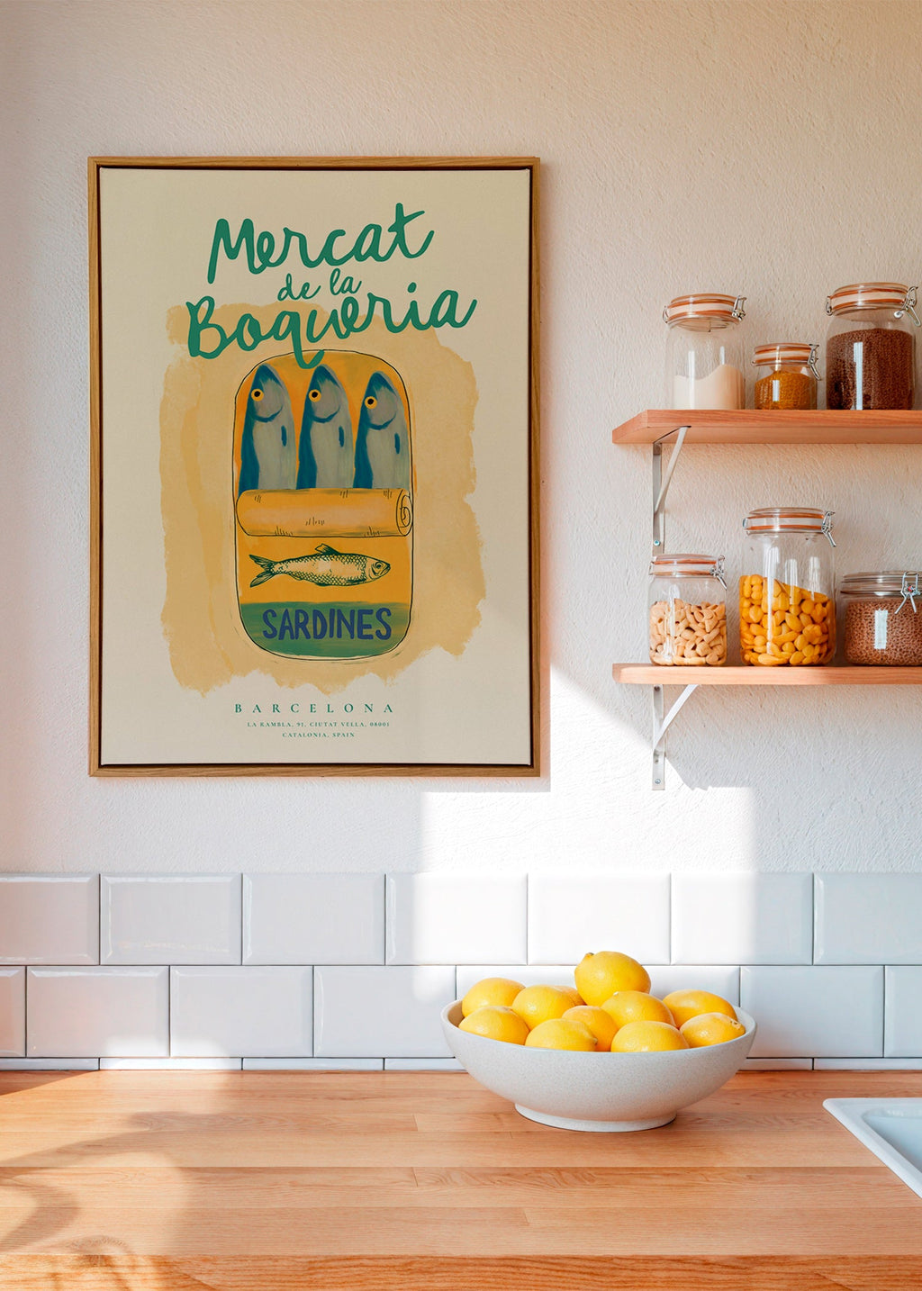 Cuadro de cocina Mercat de la Boqueria - sardinas en lata – Canvas1