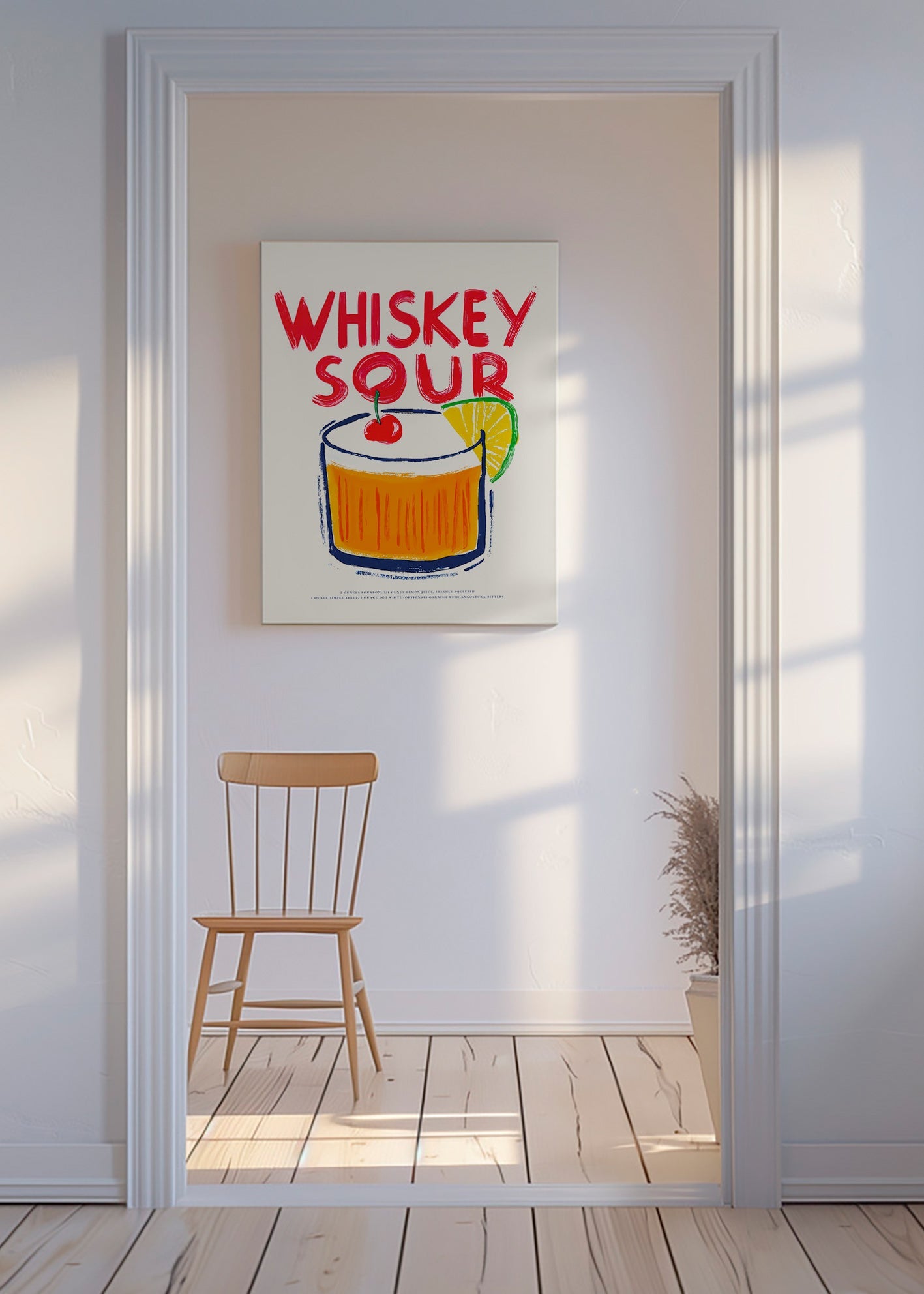 Cuadro de cocina Whiskey Sour ilustración gráfica – Canvas