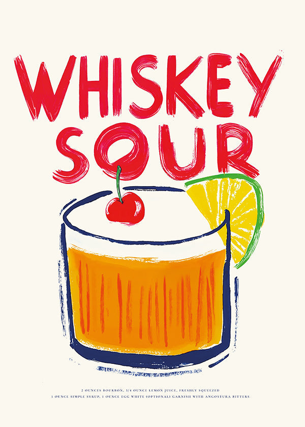 Cuadro de cocina Whiskey Sour ilustración gráfica