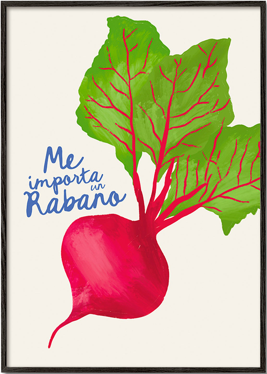 Cuadro de cocina con rábanos ilustrado – Black Frame