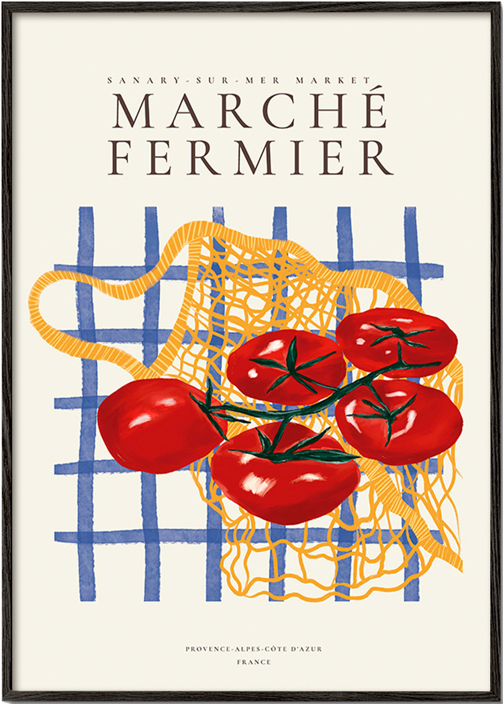 Cuadro de cocina tomates en malla – Black Frame