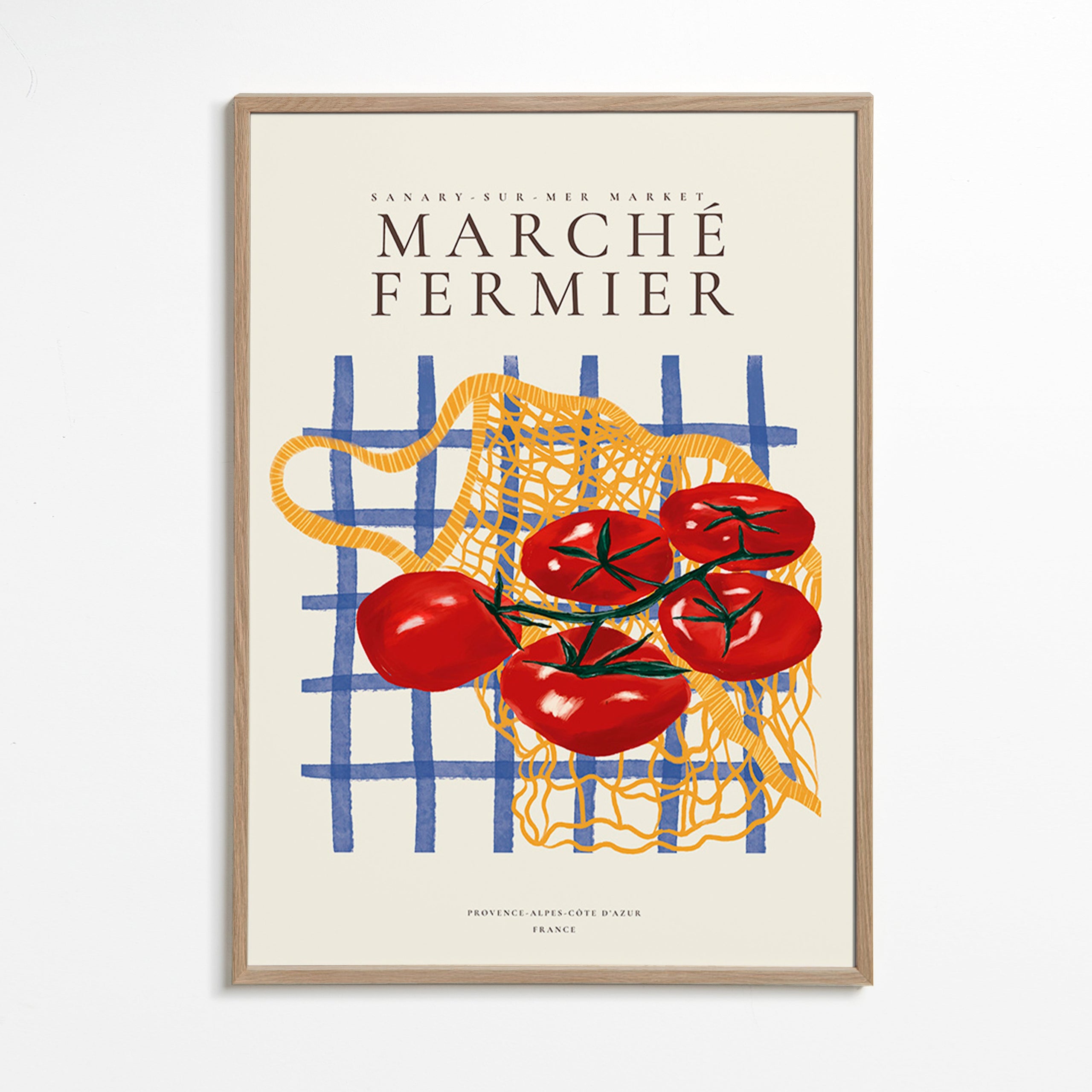 Cuadro de cocina tomates en malla – Oak Frame