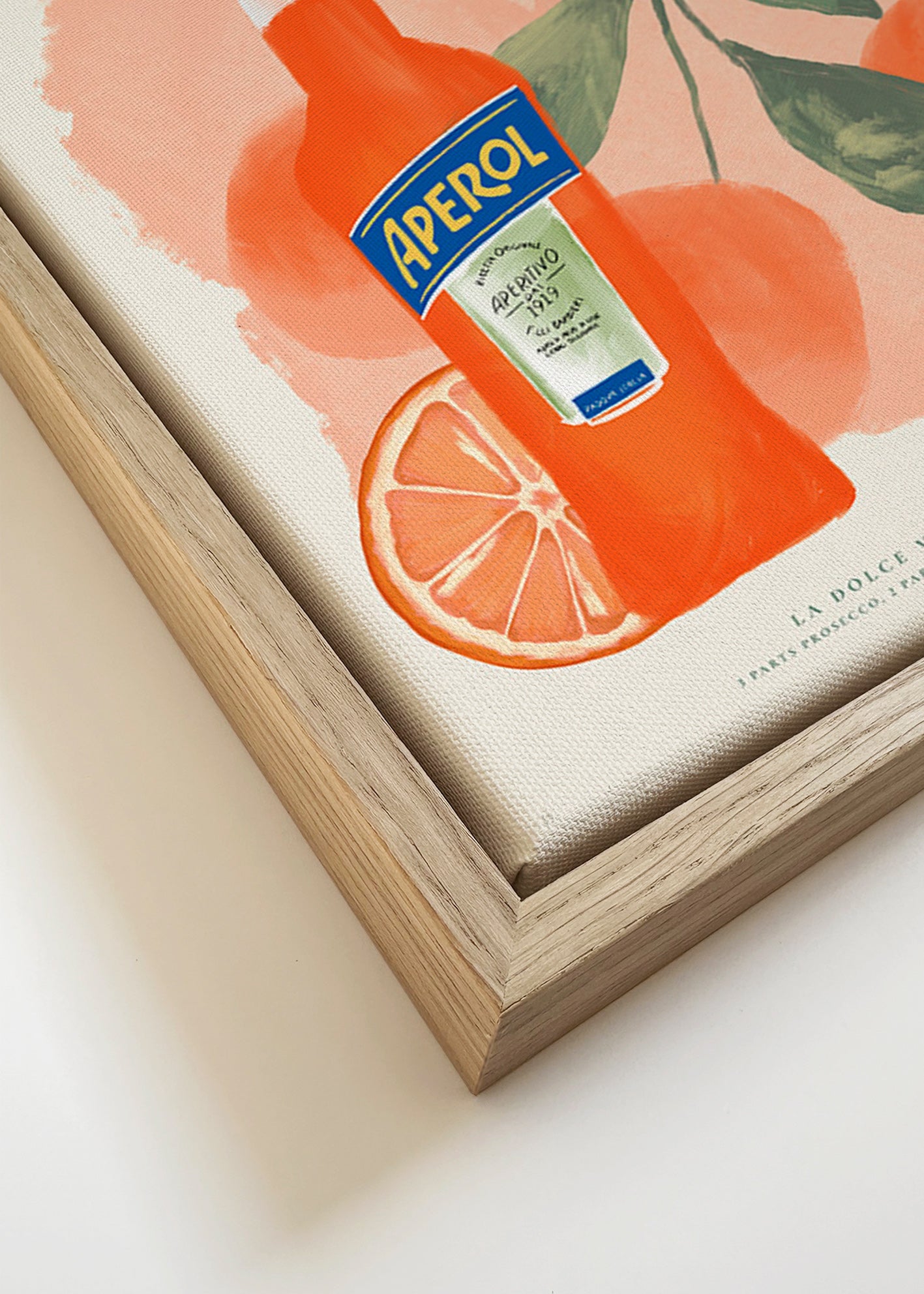 Cuadro de cocina Aperol Spritz con botella y naranjas – Canvas detail