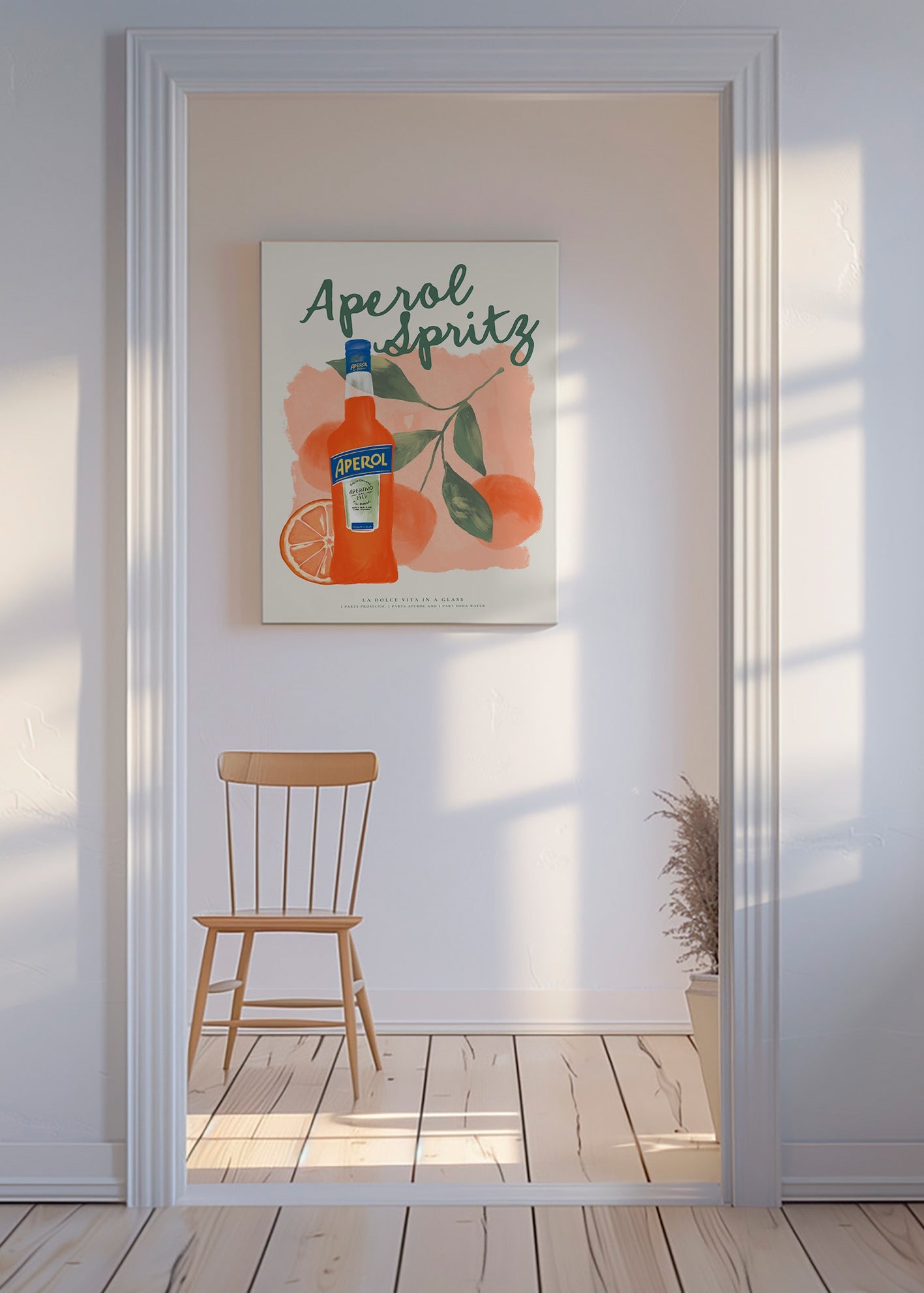 Cuadro de cocina Aperol Spritz con botella y naranjas – Canvas