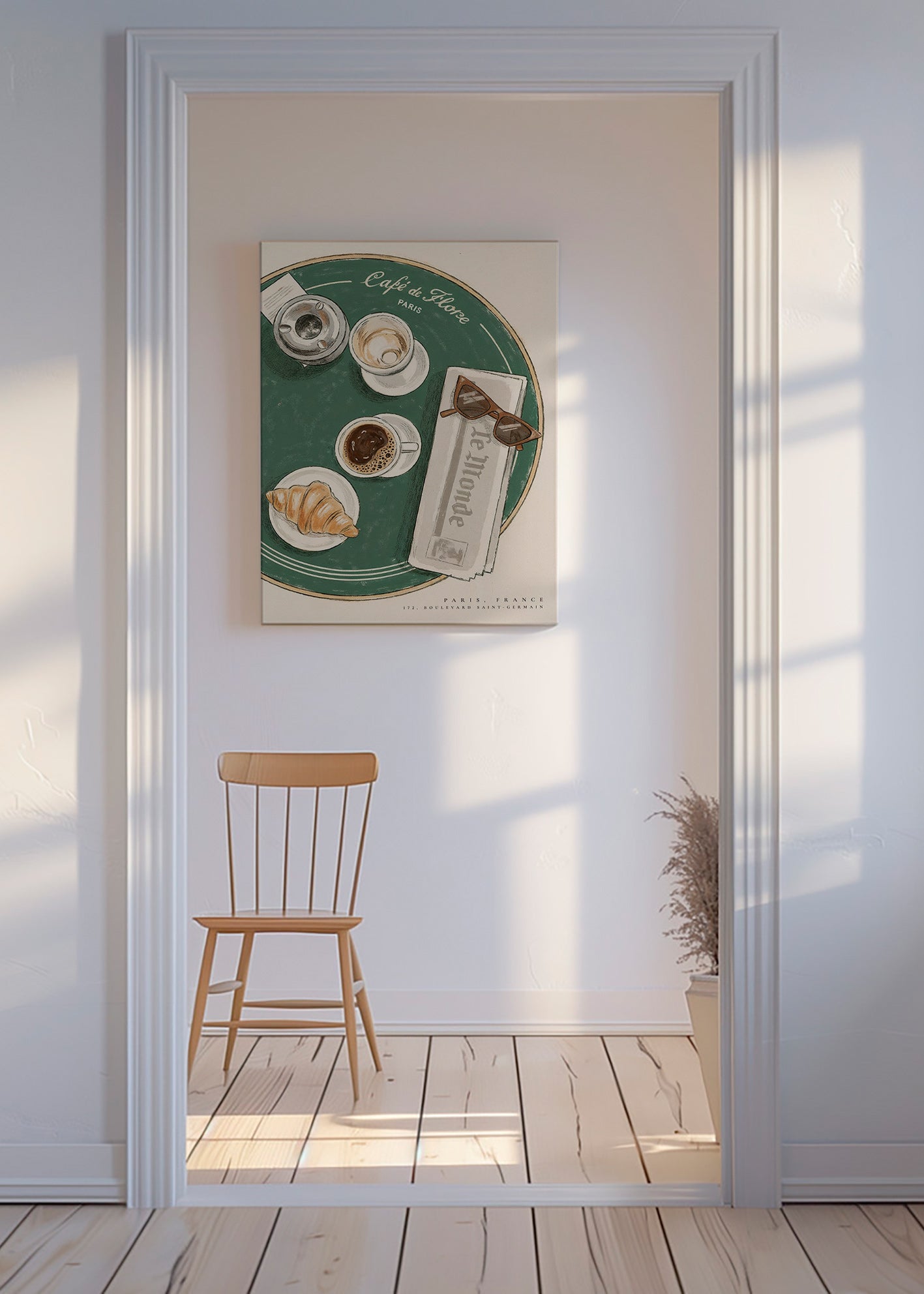 Cuadro de cocina Café de Flore con croissant ilustrado – Canvas