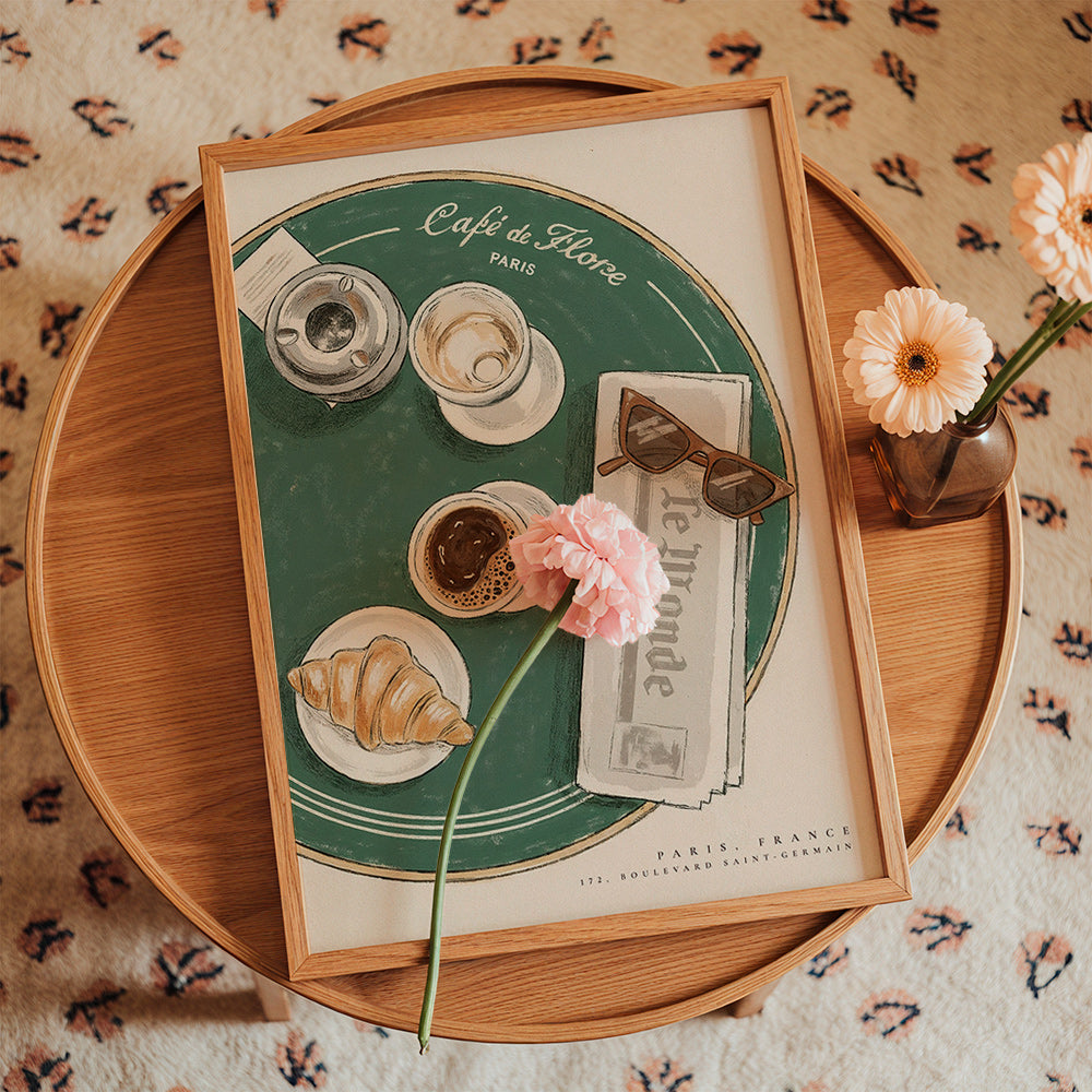 Cuadro de cocina Café de Flore con croissant ilustrado – Product1