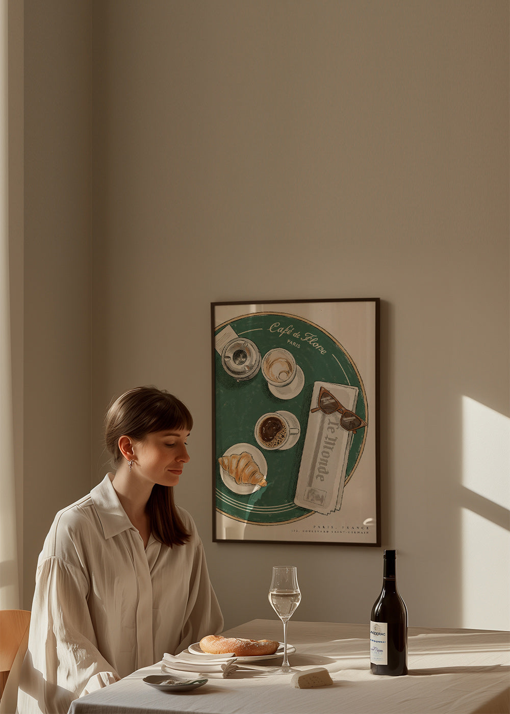 Cuadro de cocina Café de Flore con croissant ilustrado – Product2