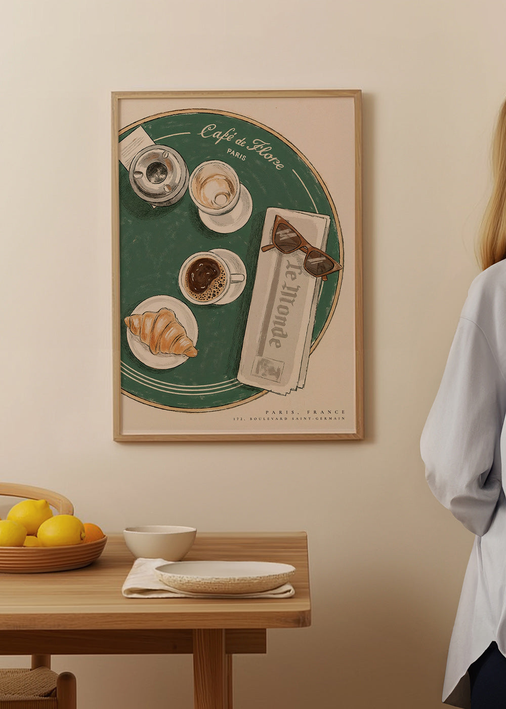 Cuadro de cocina Café de Flore con croissant ilustrado – Product3
