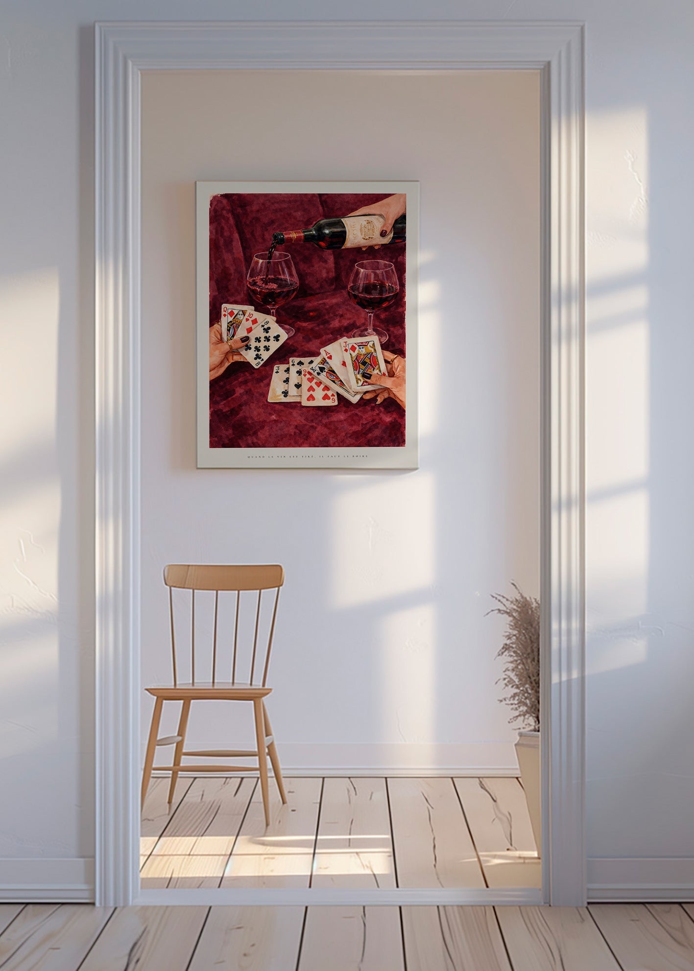 Cuadro de cocina con cartas y copa de vino – Canvas