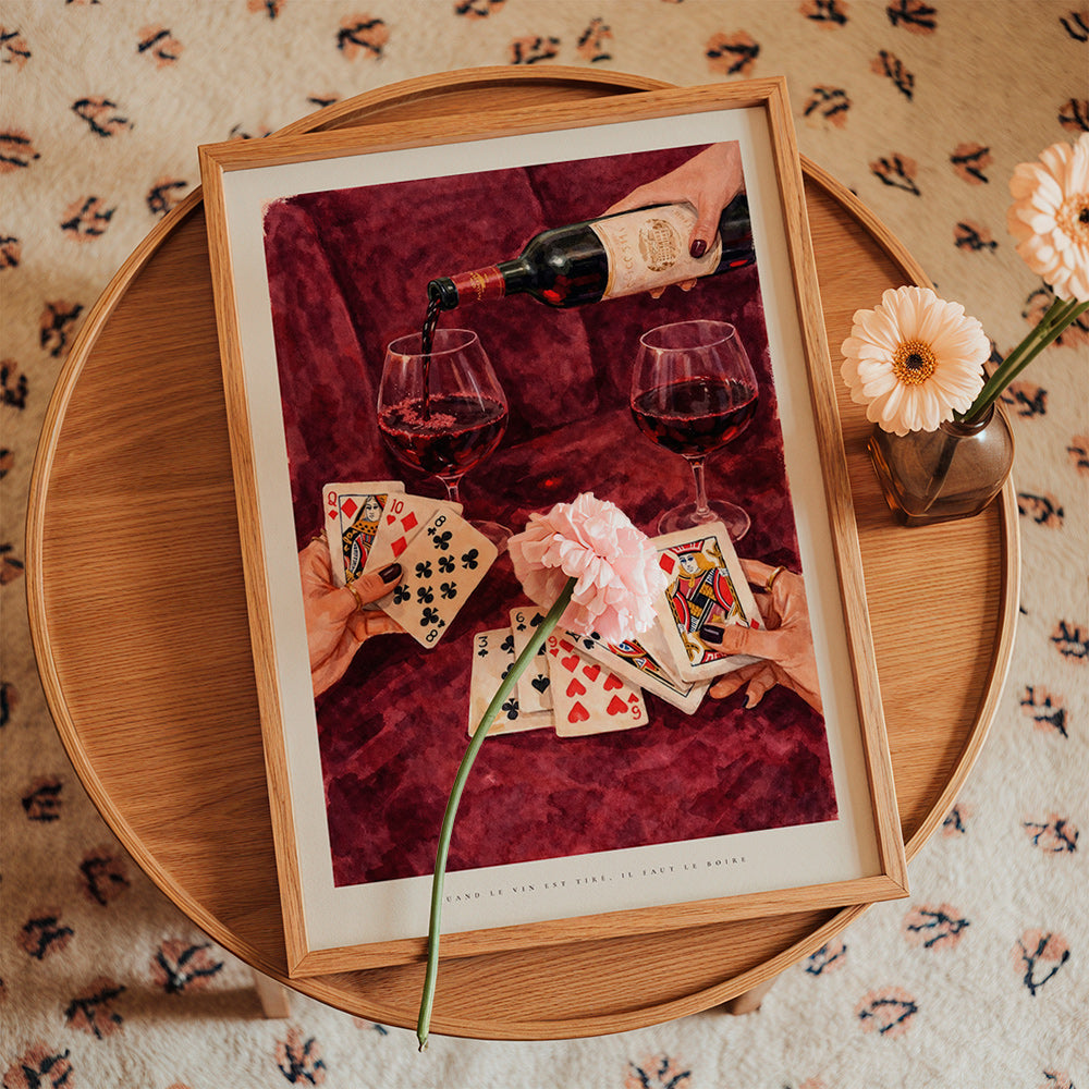 Cuadro de cocina con cartas y copa de vino – Product2
