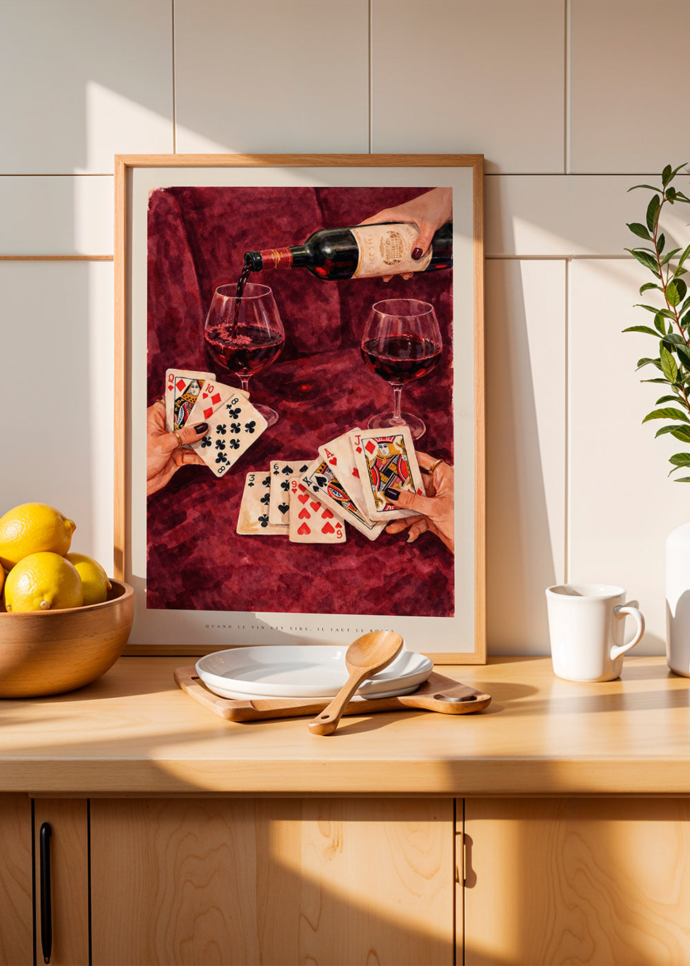 Cuadro de cocina con cartas y copa de vino – Product3