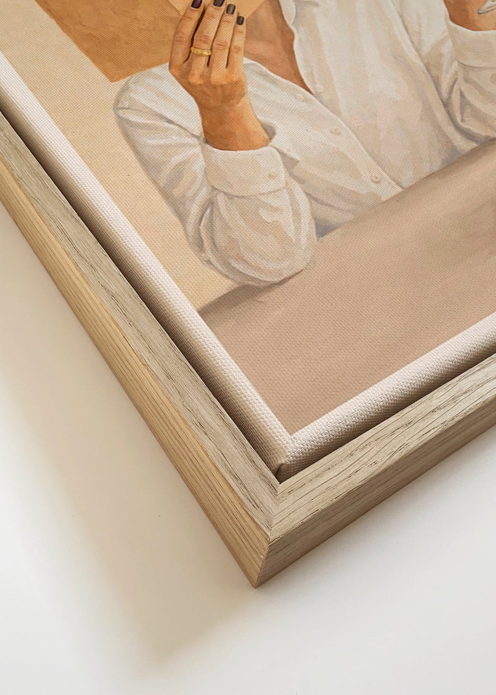 Cuadro de cocina con mujer leyendo y copa de vino – Canvas detail