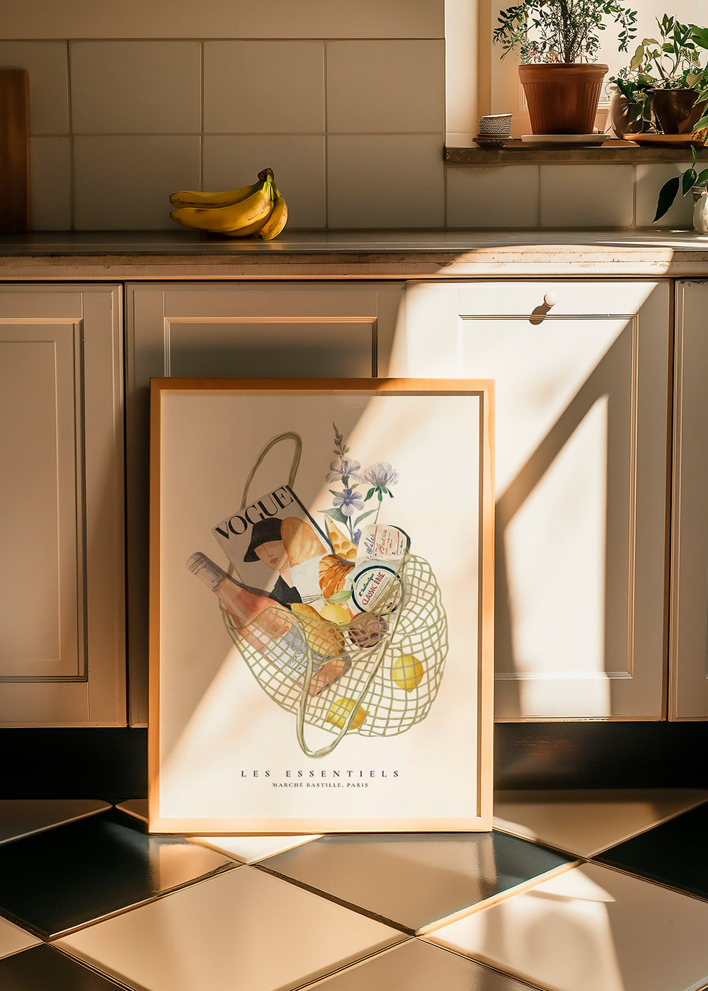 Cuadro de cocina con bolsa de mercado ilustrada – Product2