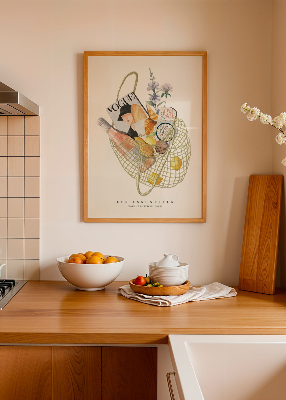 Cuadro de cocina con bolsa de mercado ilustrada – Product3