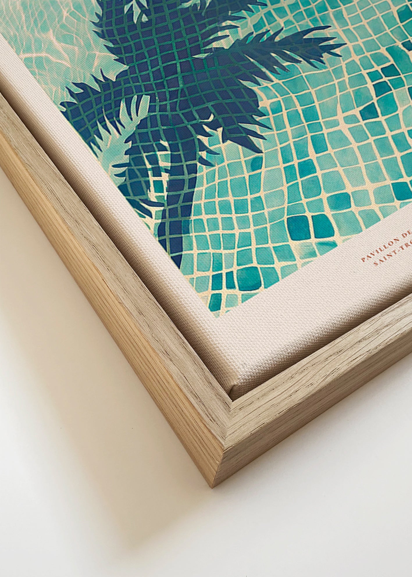 Ilustración de piscina con palmeras – Canvas detail