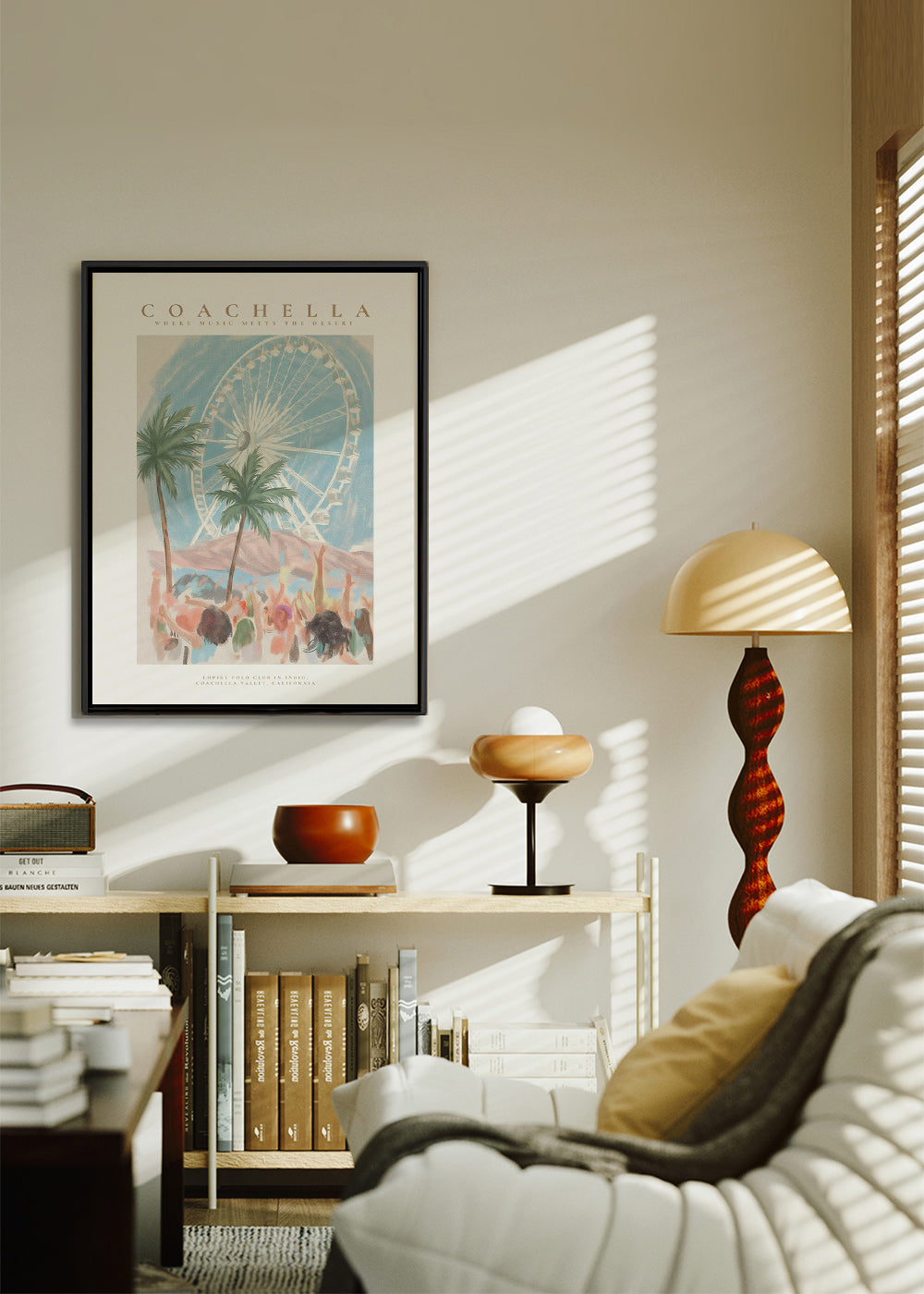 Ilustración Coachella con noria y palmeras – Canvas2