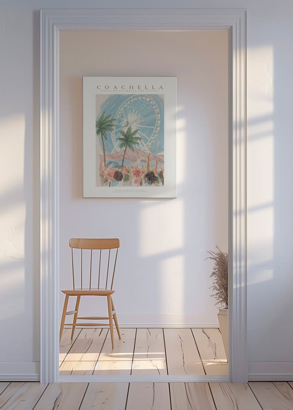 Ilustración Coachella con noria y palmeras – Canvas