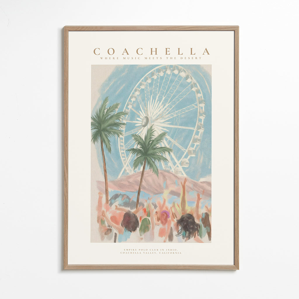 Ilustración Coachella con noria y palmeras – Oak Frame