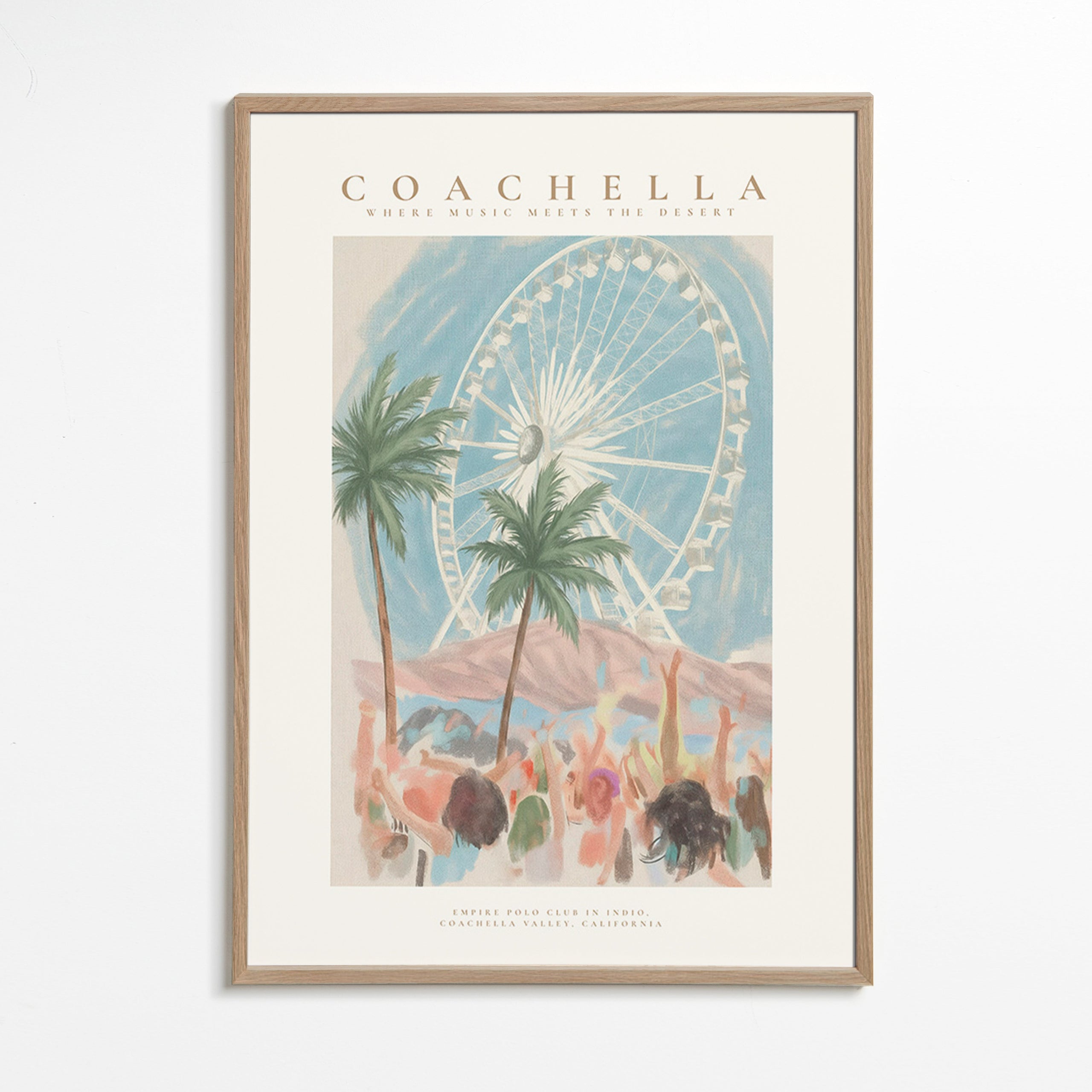 Ilustración Coachella con noria y palmeras – Oak Frame