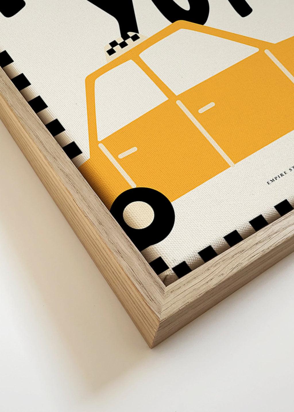 Cuadro de ciudades con taxi y tipografía New York – Canvas detail