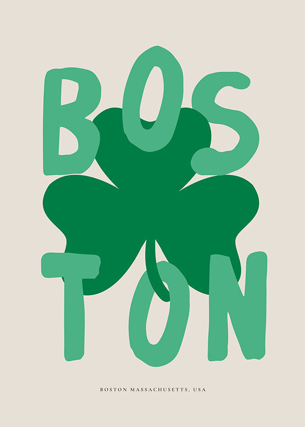 Cuadro de ciudades Boston con trébol gráfico
