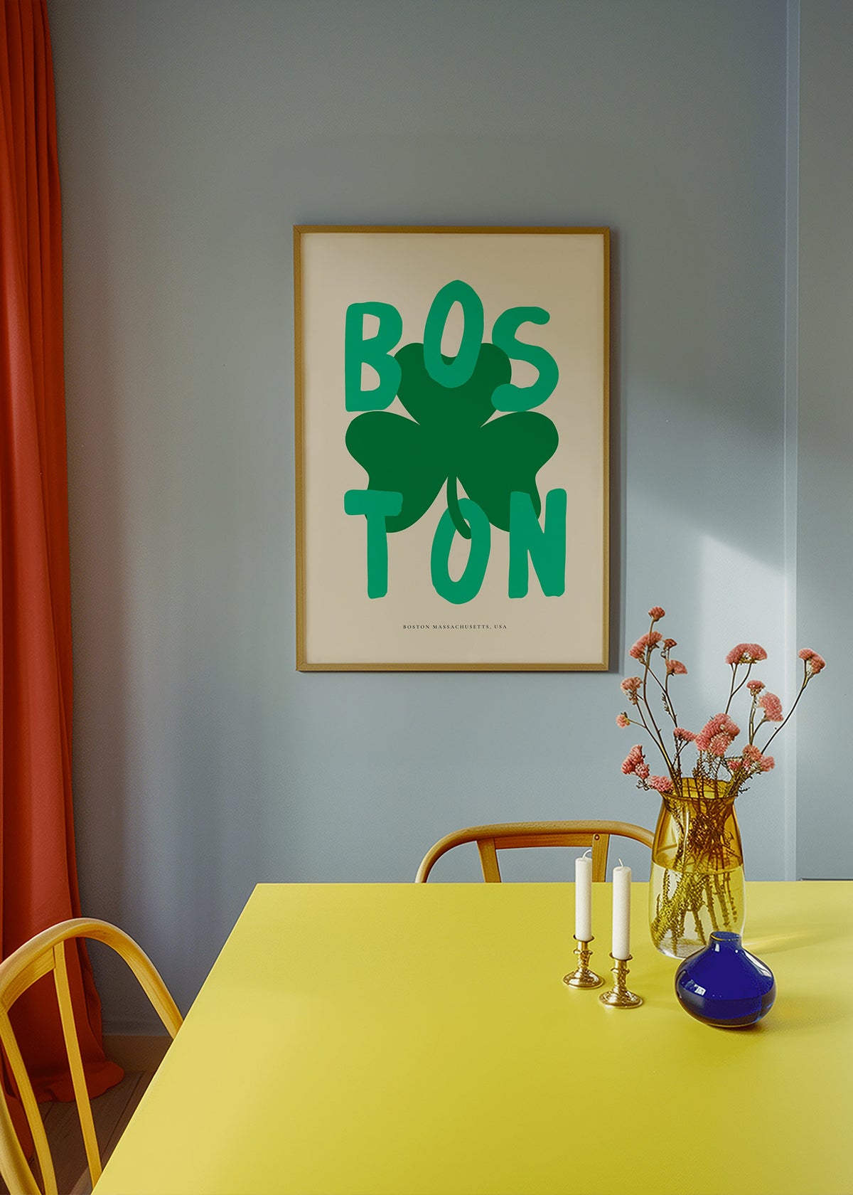 Cuadro de ciudades Boston con trébol gráfico – Product1