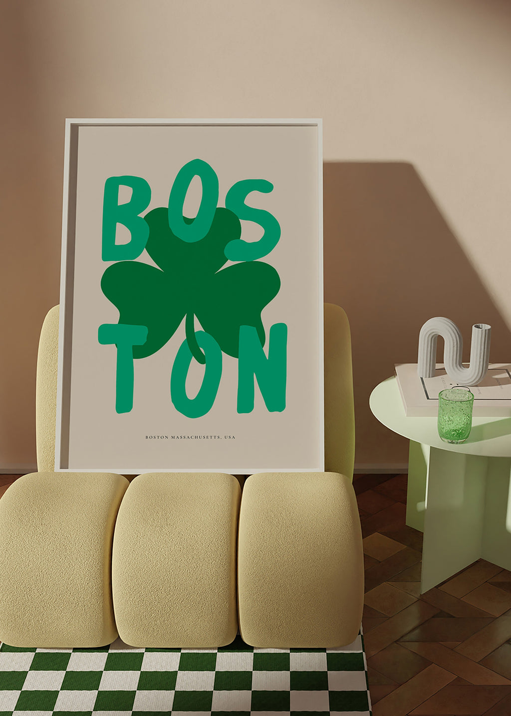 Cuadro de ciudades Boston con trébol gráfico – Product2