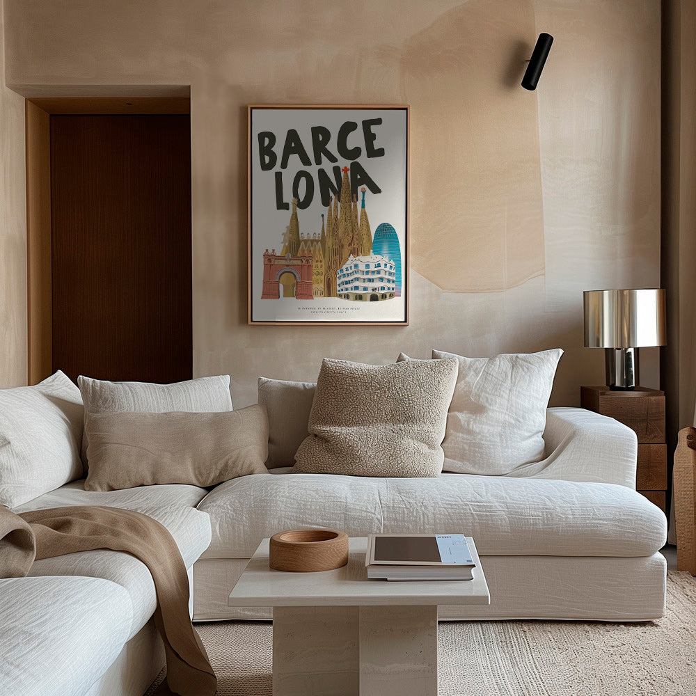 Cuadro de ciudades Barcelona ilustrada y tipográfica – Canvas1